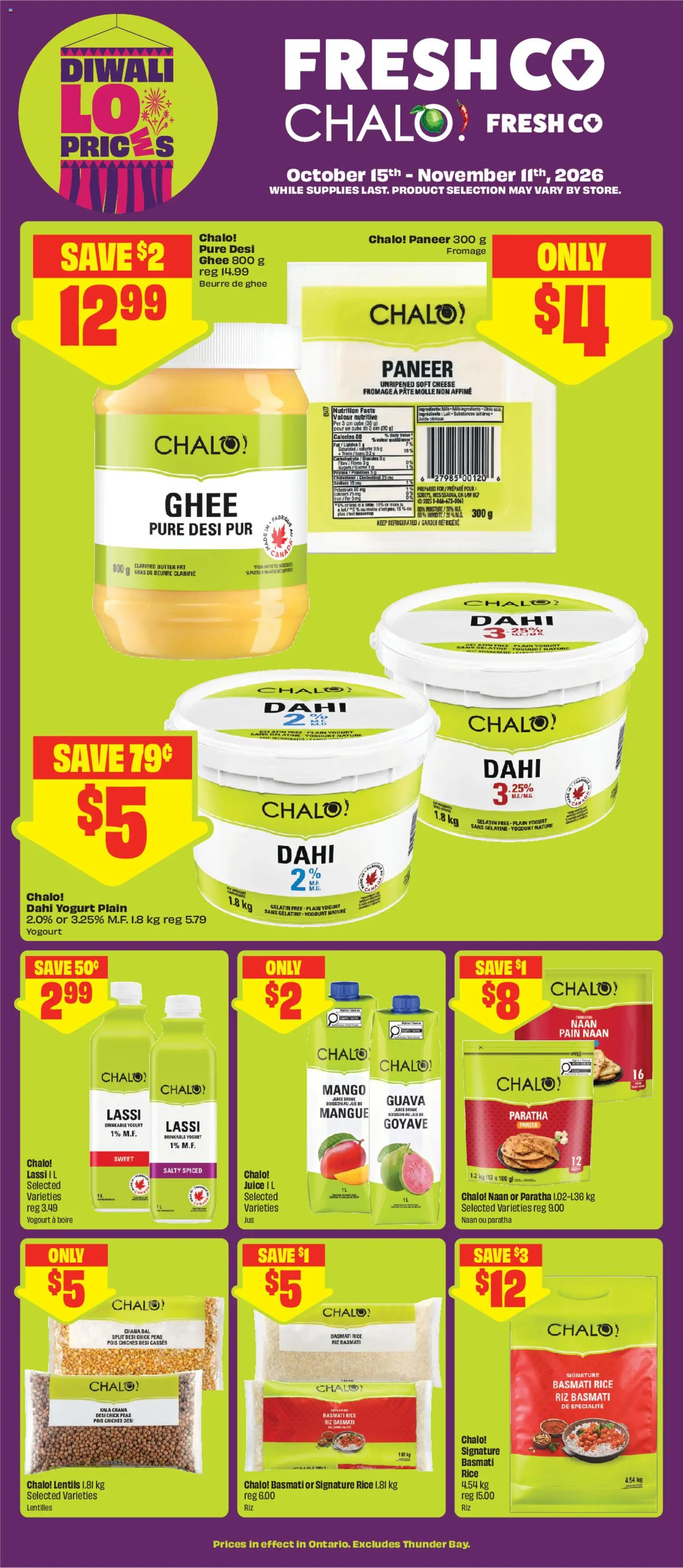 FreshCo flyer - Diwali low prices from Oct 15, 2026 > weekly specials & deals