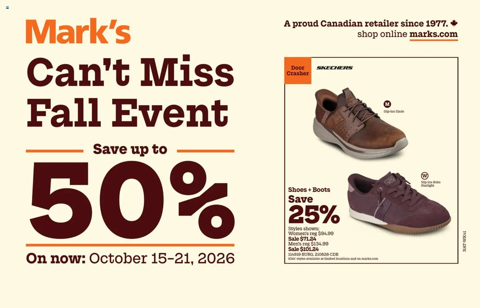 Mark's weekly flyer / circulaire from Oct 15, 2026 > weekly specials & deals